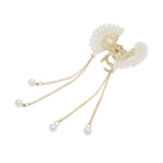 Load image into Gallery viewer, Elegant Butterfly Hair Clutcher with Pearl Chains and White Stones 1 Piece
