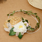 Load image into Gallery viewer, Decorative Floral Straw Hat Hair Clip with Pearl Strings & Leafy Twine Tails