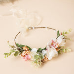 Load image into Gallery viewer, Radhu & Kabby Hair Tiara for Girls & Women | Soft Pastel Flowers with Leaves & Berries | Elegant Lightweight