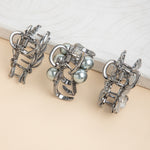 Load image into Gallery viewer, Elegant Silver Hair Clutcher Set for Women & Girls | Floral, Pearl & Leaf Design | Strong Grip & Stylish Metal Finish