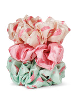 Load image into Gallery viewer, Satin Scrunchies - Pink, Peach & Green Pack of 3