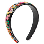 Load image into Gallery viewer, Black Wide Floral Hair Band Hand Embroidered 1 Piece
