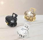 Load image into Gallery viewer, Mini Oval Hair Claw Clips – Black, Gold & Smoky Topaz Set of 3