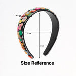 Load image into Gallery viewer, Black Wide Floral Hair Band Hand Embroidered 1 Piece