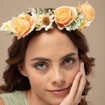 Load image into Gallery viewer, Floral Tiara for Girls – Beautiful Peach Design One Piece