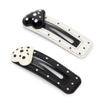 Load image into Gallery viewer, Heart Polka Dot Tic Tac Clips - Black & White Set of 2