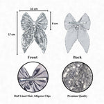 Load image into Gallery viewer, Trendy Hair Bow Clip for Women & Girls Silver Colour Pack of 1