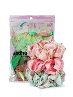 Load image into Gallery viewer, Satin Scrunchies - Pink, Peach & Green Pack of 3