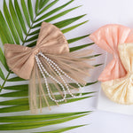 Load image into Gallery viewer, Net Hair Bow Clips with Pearl-Embellished Multi colour Set of 3