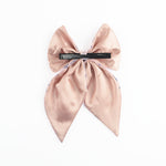 Load image into Gallery viewer, Pink Floral Print Hair Bow Clip Satin Hair Accessory Pack of 1