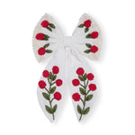 Load image into Gallery viewer, Floral Embroidered Hair Bow Clip Hair Accessories White 1 Pcs