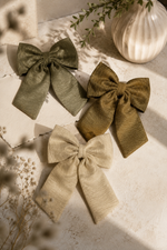 Load image into Gallery viewer, Radhu & Kabby Shimmer Hair Bow Clips for Women/Girls | Set of 3 Stylish Hair Accessories for Party & Casual Wear