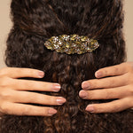 Load image into Gallery viewer, Black Beaded Floral Barrette for Elegant Styling 1 Piece