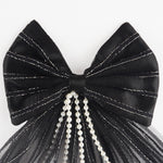 Load image into Gallery viewer, Elegant Hair Bow Clips with Pearls – Black, Gold, and Grey Set of 3