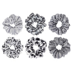 Load image into Gallery viewer, Hair Scrunchies Black & White Patterned Set of 6