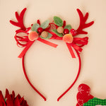 Load image into Gallery viewer, Red Reindeer Antler Headband for Women