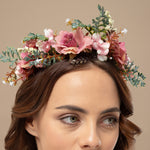 Load image into Gallery viewer, Pink Floral Tiara for Girls Adjustable Headband One Piece