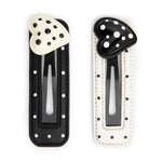 Load image into Gallery viewer, Heart Polka Dot Tic Tac Clips - Black & White Set of 2