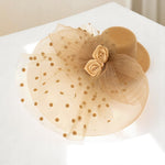 Load image into Gallery viewer, Radhu & Kabby Fascinator Hat for Girls/Women | Brown Hat with Polka Dot Veil, Mesh Bow | Hair Accessory for Weddings, Outings and Special Events