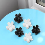 Load image into Gallery viewer, Radhu & Kabby Pack of 6 Glitter Mini Claw Clips | Black & White Flower Design Hair Accessories