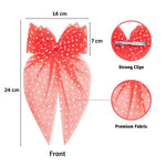 Load image into Gallery viewer, Coral Red & Peach Net Tail Hairbow Polka Dot Design Set of 2
