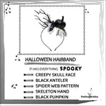 Load image into Gallery viewer, Halloween Hairband with Black Pumpkin & Skeleton Design 1 Piece