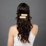 Load image into Gallery viewer, Radhu & Kabby Embroidered Daisy Hair Clips | Beige Base with White & Green Floral Thread Work