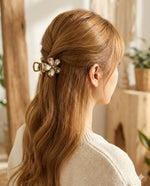 Load image into Gallery viewer, Radhu & Kabby Crystal Floral Hair Claw Clip Set | Black, Silver & Gold Hair Accessories for Women/Girls