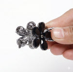 Load image into Gallery viewer, Radhu & Kabby Crystal Floral Hair Claw Clip Set | Black, Silver & Gold Hair Accessories for Women/Girls