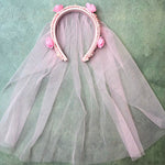 Load image into Gallery viewer, Pink Floral Veil Headband Elegant Bridal Accessory Pack of 1