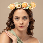 Load image into Gallery viewer, Floral Tiara for Girls – Beautiful Peach Design One Piece