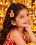 Load image into Gallery viewer, Radhu &amp; Kabby Traditional Embroidered Hair Clips for Girls &amp; Women | Festive Hair Accessories with Golden Tassels | Set of 4
