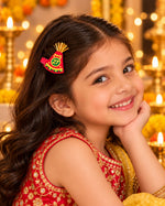 Load image into Gallery viewer, Radhu &amp; Kabby Traditional Embroidered Hair Clips for Girls &amp; Women | Festive Hair Accessories with Golden Tassels | Set of 4