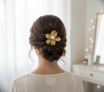 Load image into Gallery viewer, Radhu &amp; Kabby Metal Flower Hair Pin Set | Gold, Silver &amp; Black Floral Hair Clips with Pearl Center for Wome/Girls