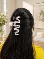 Load image into Gallery viewer, Radhu &amp; Kabby Wavy Hair Claw Clips for Women | Pearl Finish Transparent Hair Clutcher for Thick &amp; Thin Hair | Pack of 2 Stylish Hair Accessories