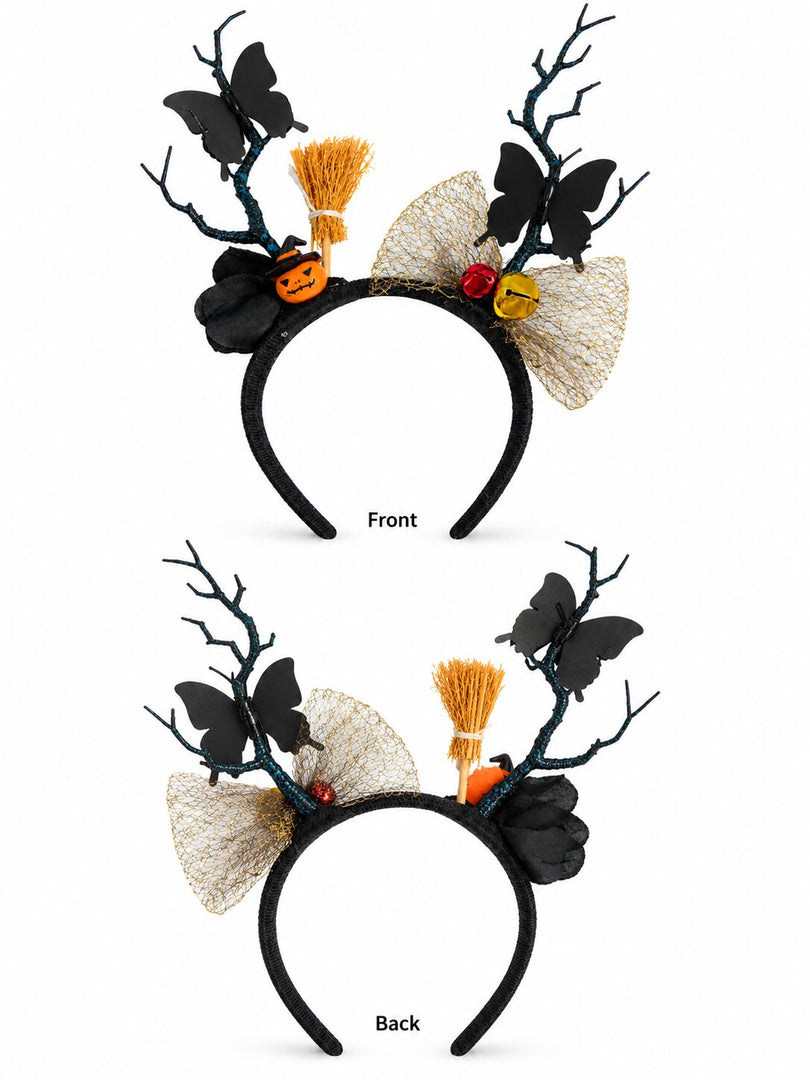 Radhu & Kabby Halloween Hairband for Women | Butterfly Broom & Bow Halloween Hair Accessories