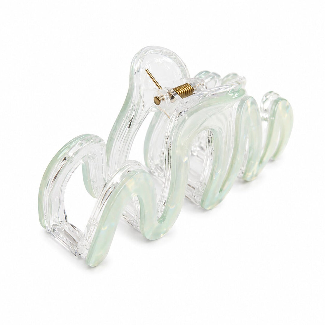 Radhu & Kabby Wavy Hair Claw Clips for Women | Pearl Finish Transparent Hair Clutcher for Thick & Thin Hair | Pack of 2 Stylish Hair Accessories