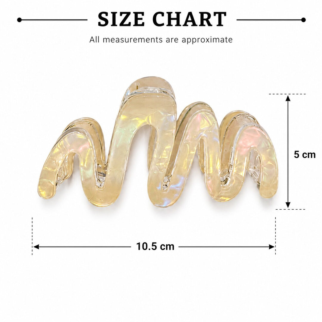 Radhu & Kabby Pastel Wavy Hair Claw Clips for Women | Trendy Transparent Wave-Shaped Hair Claws for Daily Wear & Stylish Updos | Pack of 2