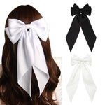 Load image into Gallery viewer, Satin Hair Bow Clips Black &amp; White Set of 2
