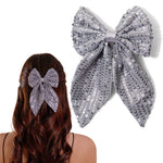 Load image into Gallery viewer, Trendy Hair Bow for Women/Girls Silver Colour 1 Pcs
