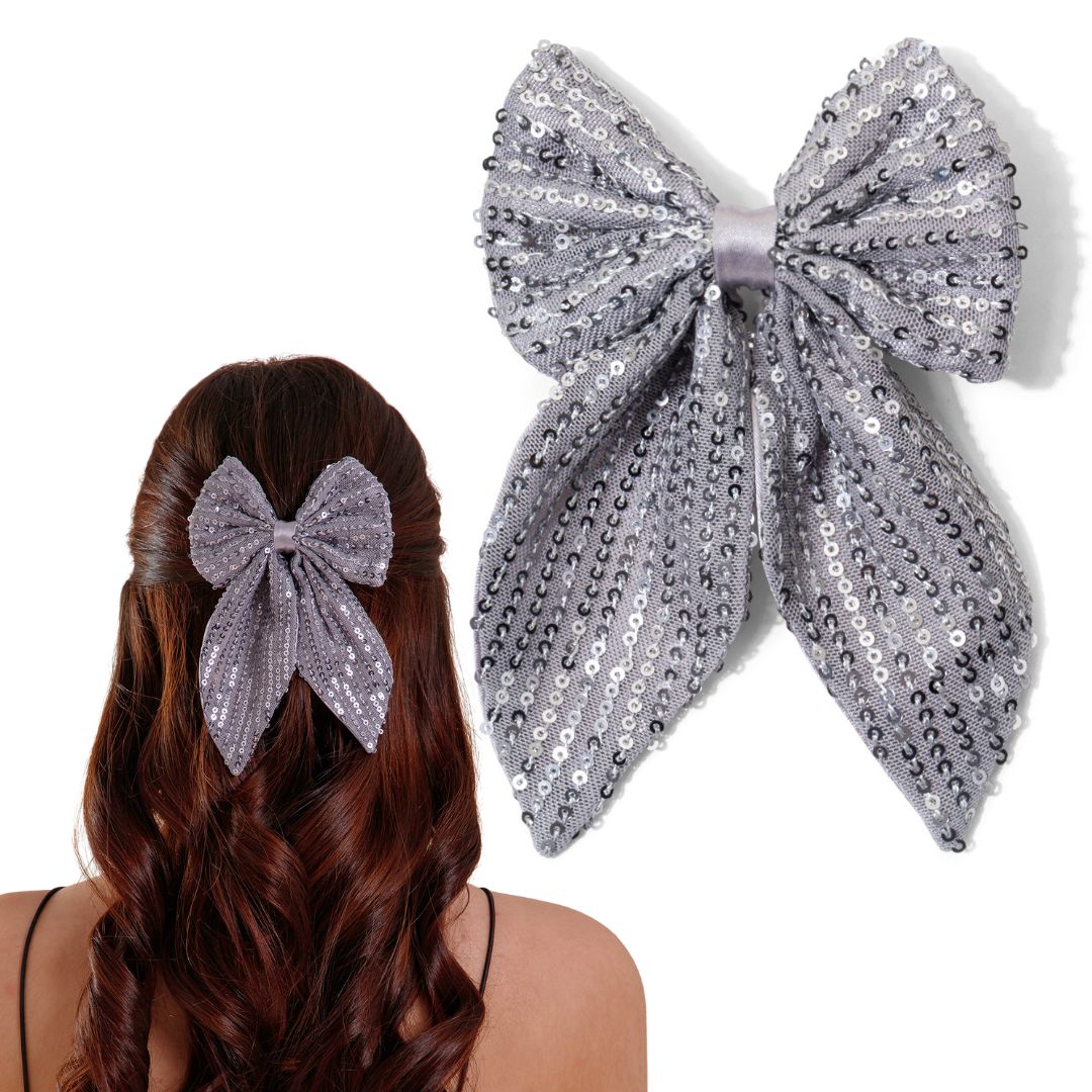 Trendy Hair Bow for Women/Girls Silver Colour 1 Pcs