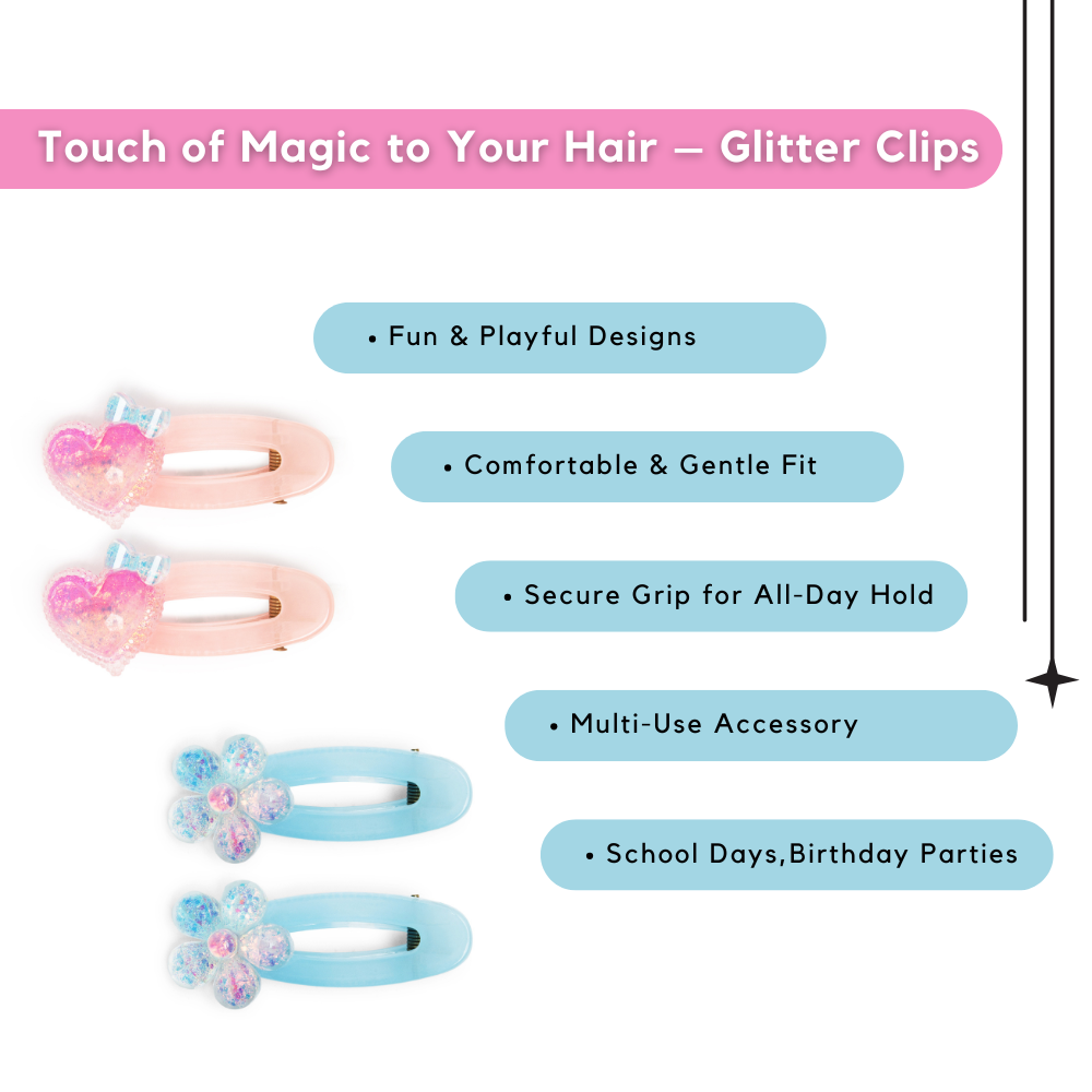 Adorable Hair Clips Set for Girls Baby Blue & Pink Alligator Clips 4 Pcs