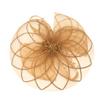 Load image into Gallery viewer, Radhu &amp; Kabby Fascinator Hat for Girls/Women | Set of 1 Elegant Pearl &amp; Mesh Bow Design | Brown Hat with Alligator Clips &amp; Headband
