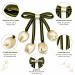 Load image into Gallery viewer, Radhu &amp; Kabby White Tulip Hair Bow Clip for Women |  Elegant Hair Bow with Secure Metal Clip | Pack of 1