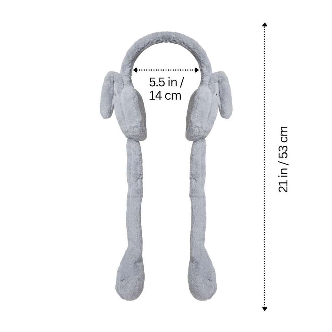 Radhu & Kabby Grey Bunny Ear Muffs | Warm, Furry & Lightweight for WinterWear | Pack of 1