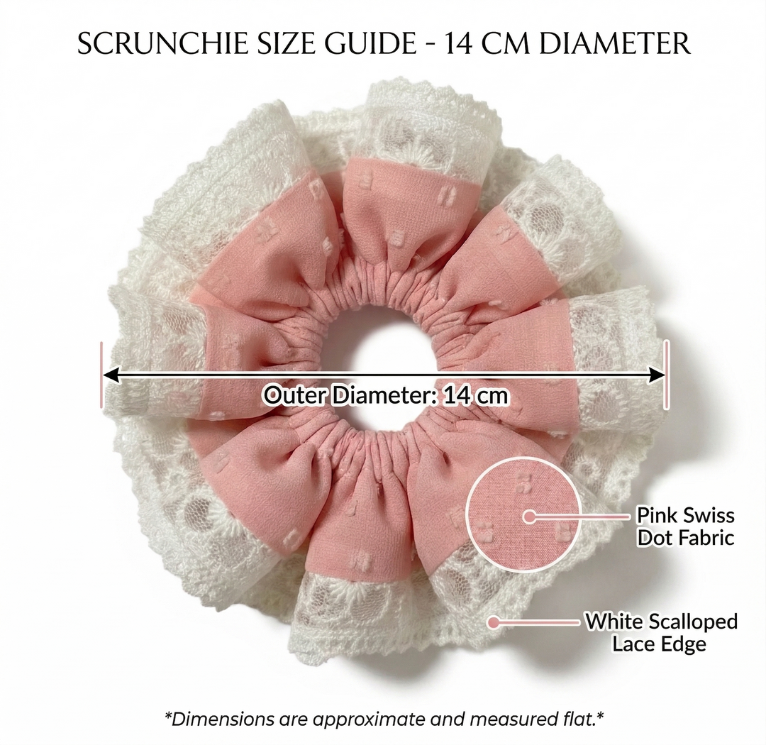Radhu & Kabby Premium Lace Frill Hair Scrunchie for Women & Girls | Pack of 2 Soft Elastic Ponytail Holder with Floral Design