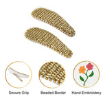 Load image into Gallery viewer, Hair Tic Tac Pins with Golden Embroidery For Girls &amp; Women
