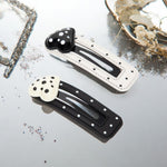 Load image into Gallery viewer, Heart Polka Dot Tic Tac Clips - Black &amp; White Set of 2