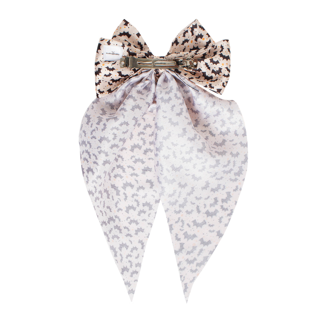 Radhu & Kabby Halloween Hair Bows for Women | Pumpkin & Bat Printed Hair Accessories