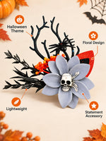 Load image into Gallery viewer, Radhu &amp; Kabby Wicked Bloom Halloween Hair Clips for Women | Skull Spider Floral Hair Accessories Set of 2